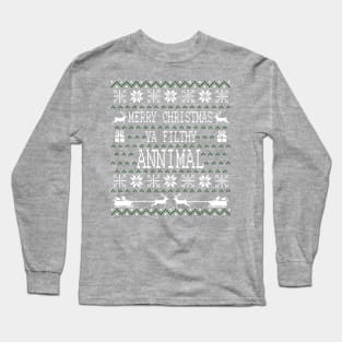 Merry Christmas Ya Filthy Animal Ugly Christmas Pixel Design Long Sleeve T-Shirt